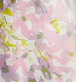 Natori Sumi-E Floral Print Satin Short Wrap Robe – Contemporary Kimono Style Sleepwear -Her Room US natori nat001 v074007 cs3