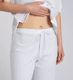 Natori Bliss Serenity Mercerized Cotton Jersey PJ Set – Scalloped Lace Short Sleeve & Crop Pant Sleepwear -Her Room US natori nat001 v76052 cs2