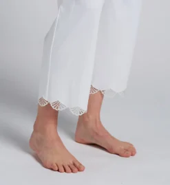 Natori Bliss Serenity Mercerized Cotton Jersey PJ Set – Scalloped Lace Short Sleeve & Crop Pant Sleepwear -Her Room US natori nat001 v76052 cs3