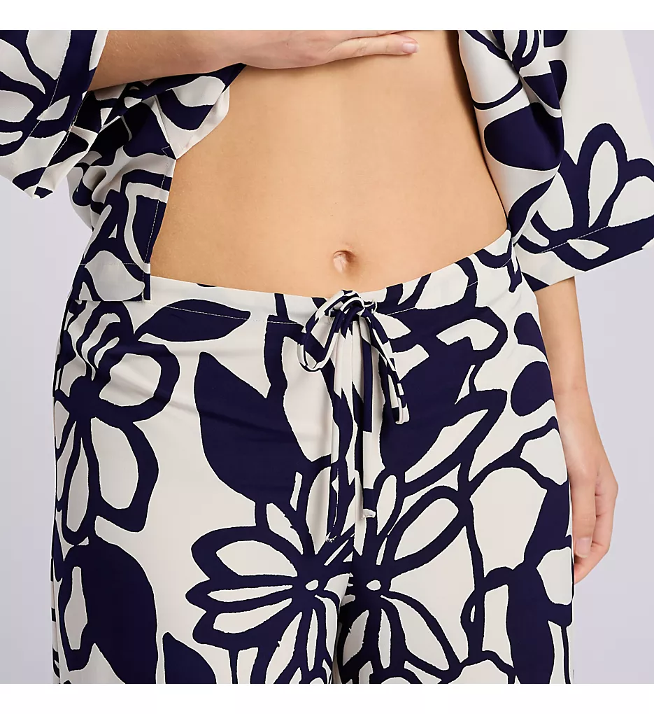 Natori Miyu Printed Satin Pajama Set – Blue and White Floral Georgette PJ Set 7 Natori Miyu Printed Satin Pajama Set – Blue and White Floral Georgette PJ Set - Image 5