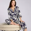 Natori Miyu Printed Satin Pajama Set – Blue and White Floral Georgette PJ Set -Her Room US natori nat001 v76172 gs