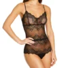 Only Hearts Black Floral Lace and Sheer Mesh V-Neck Thong Bodysuit -Her Room US only hearts ohrt01 8496 gs