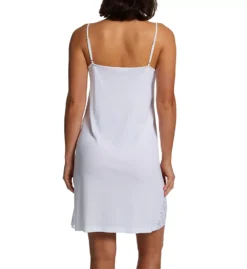 P-Jamas White Pima Cotton Silky Ribs Chemise – Scalloped Lace V-Neck Nightgown -Her Room US p jamas pj001 307709 bs