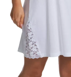 P-Jamas White Pima Cotton Silky Ribs Chemise – Scalloped Lace V-Neck Nightgown -Her Room US p jamas pj001 307709 cs1