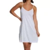 P-Jamas White Pima Cotton Silky Ribs Chemise – Scalloped Lace V-Neck Nightgown