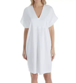 P-Jamas Pure White Pima Cotton Batwing Sleeve – Cool Nights V-Neck Sleepshirt -Her Room US p jamas pj001 327662 fs