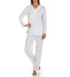 P-Jamas Leopard Print Pima Cotton Jersey Pajama Set - Women's Henley 2-Piece Lounge Set -Her Room US p jamas pj001 390405 fs