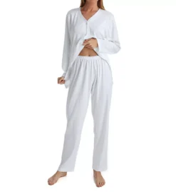 P-Jamas Pink Butterknits Pima Cotton Pajama Set – Button-Front Long Sleeve Sleepwear -Her Room US p jamas pj001 397660 cs2