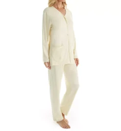 P-Jamas Pink Butterknits Pima Cotton Pajama Set – Button-Front Long Sleeve Sleepwear