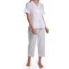 P-Jamas Tina's White Pima Cotton Sateen Stripe – Short Sleeve Pajama Set with Satin Piping -Her Room US p jamas pj001 ah1106 gs