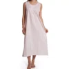 P-Jamas Tina's Shadow-Stripe Pima Cotton – Sleeveless Button-Front Long Gown -Her Room US p jamas pj001 ah1606 gs