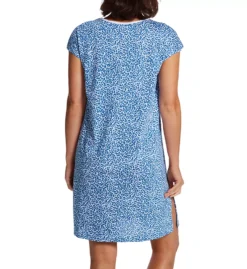 P-Jamas Sweet Leopards Denim Blue Animal Print Pima Cotton Cap Sleeve Chemise -Her Room US p jamas pj001 sld 03 bs