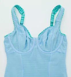 Panache Paloma Black & White Gingham Textured One-Piece Balcony Swimsuit -Her Room US panache pana01 sw1720 cs6