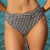 Panache Blue and White Gingham Ruched High-Waisted Midi Brief Swim Bottom -Her Room US panache pana01 sw1729 gs