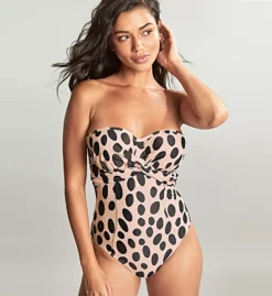 Panache Amalfi Tatiana Navy with White Polka Dot – Twist Bandeau Underwire One Piece Swimsuit