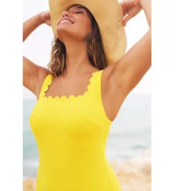 Panache Spirit Honor Sunshine Yellow Honeycomb – Scalloped Square Neck Underwire One Piece Swimsuit -Her Room US panache pana01 sw1820 cs1