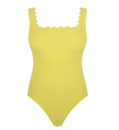 Panache Spirit Honor Sunshine Yellow Honeycomb – Scalloped Square Neck Underwire One Piece Swimsuit -Her Room US panache pana01 sw1820 fs
