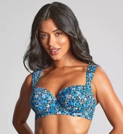 Panache Posy Bette English Garden Print Balcony Swim Top – Retro Padded Wide Strap Bikini Top -Her Room US panache pana01 sw1842c fs