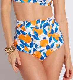 Panache Sicily High Waist Belted Swim Brief - Retro Textured Bikini Bottom -Her Room US panache pana01 sw1845 fs