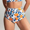 Panache Sicily High Waist Belted Swim Brief - Retro Textured Bikini Bottom -Her Room US panache pana01 sw1845 gs