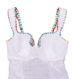 Panache Monica Seersucker Gingham Balcony One Piece Swimsuit – Wide Strap Bra-Sized Swimwear -Her Room US panache pana01 sw1850b cs5