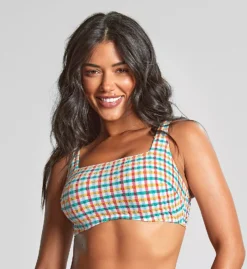 Panache Gina Blue and White Gingham Seersucker – Square Neck Underwire Crop Bikini Top -Her Room US panache pana01 sw1862a fs