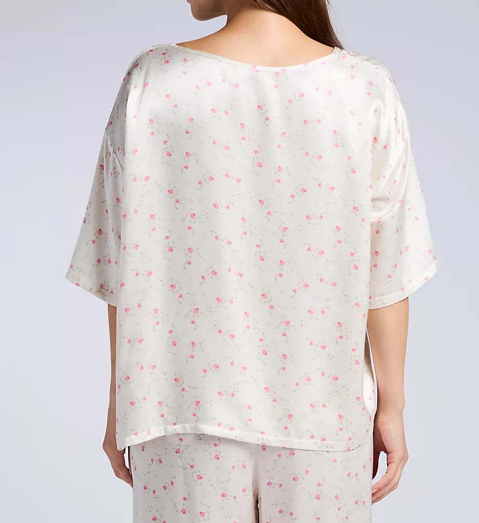 PJ Harlow Brie Floral Print Satin Tee – Luxury Short Sleeve Loose Fit Lounge Top 5 PJ Harlow Brie Floral Print Satin Tee – Luxury Short Sleeve Loose Fit Lounge Top - Image 3