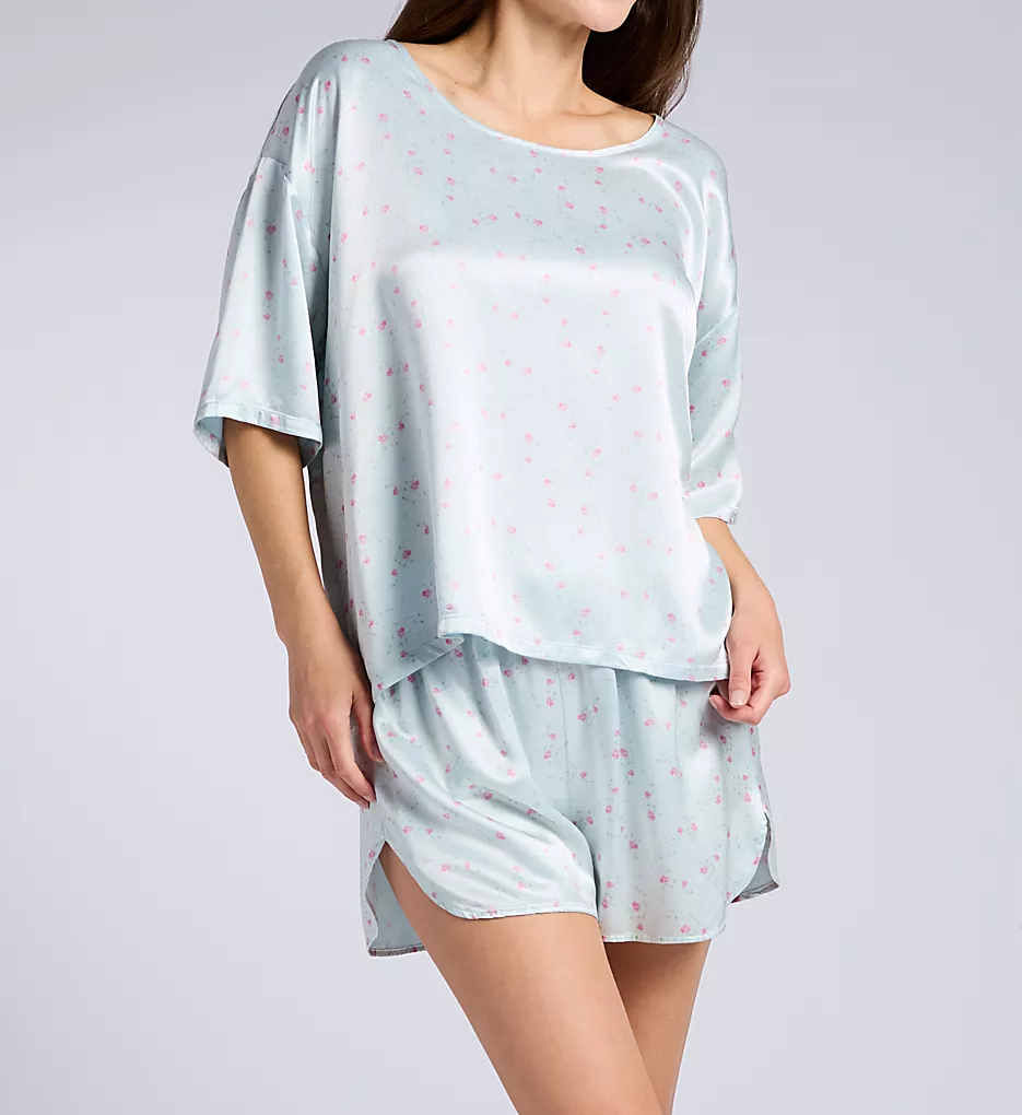 PJ Harlow Brie Floral Print Satin Tee – Luxury Short Sleeve Loose Fit Lounge Top 7 PJ Harlow Brie Floral Print Satin Tee – Luxury Short Sleeve Loose Fit Lounge Top - Image 5