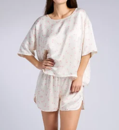 PJ Harlow Brie Floral Print Satin Tee – Luxury Short Sleeve Loose Fit Lounge Top 15 PJ Harlow Brie Floral Print Satin Tee – Luxury Short Sleeve Loose Fit Lounge Top -Her Room US pj harlow pjha01 brie cs3