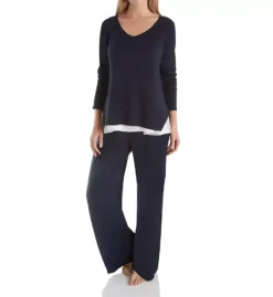 Rib Long Sleeve V-Neck With Side Slits -Her Room US pj harlow pjha01 frankie cs1