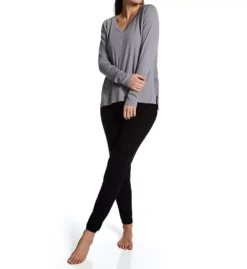 Rib Long Sleeve V-Neck With Side Slits -Her Room US pj harlow pjha01 frankie cs3