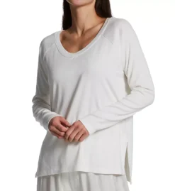 Rib Long Sleeve V-Neck With Side Slits