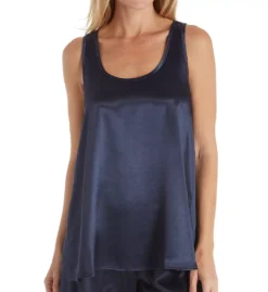 PJ Harlow Laura Satin Racerback Tank – A-Line Draped Luxury Sleep Tank