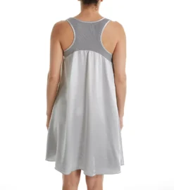 PJ Harlow Lindsay Satin and Rib Nightgown - Sporty Tank Style Sleep Chemise -Her Room US pj harlow pjha01 lindsay bs