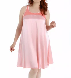 PJ Harlow Lindsay Satin and Rib Nightgown - Sporty Tank Style Sleep Chemise -Her Room US pj harlow pjha01 lindsay cs1