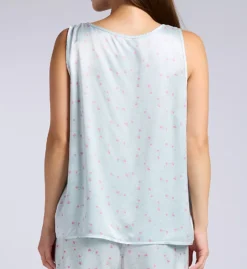 PJ Harlow Maddie Floral Satin Tank Top – Glossy Brushed Interior Sleeveless Sleepwear