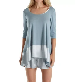 PJ Harlow Mikel Satin Boxer – Ribbed Knit Waistband Lightweight Sleep Shorts -Her Room US pj harlow pjha01 pjsb5 cs5