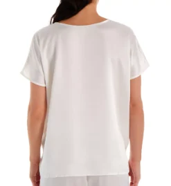 PJ Harlow Roxxy All Satin Tee – Luxury Scoop Neck High-Low Loungewear Top -Her Room US pj harlow pjha01 roxxy bs