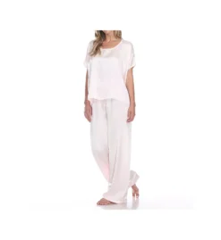 PJ Harlow Roxxy All Satin Tee – Luxury Scoop Neck High-Low Loungewear Top -Her Room US pj harlow pjha01 roxxy cs3