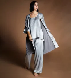 PJ Harlow Shala Soft Ribbed Knit Robe with Silk Satin Trim – Lightweight Three-Quarter Sleeve Lounge Wrap -Her Room US pj harlow pjha01 shala cs3