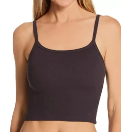 PJ Harlow Bra:30 Strappy Ribbed Cropped Tank - Supima Cotton Light Support Top