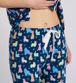 PJ Salvage Whimsy Dogs Pastel Pup Print - Cotton Modal Short Sleeve and Long Pant PJ Set -Her Room US pj salvage pjsa01 r7whst1 cs2