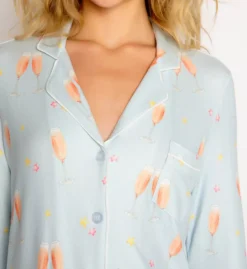 Pj Salvage You Had Me At Rose Pink – Brushed Butter Jersey Button-Up Sleepshirt -Her Room US pj salvage pjsa01 rmyhns cs2