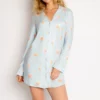Pj Salvage You Had Me At Rose Pink – Brushed Butter Jersey Button-Up Sleepshirt -Her Room US pj salvage pjsa01 rmyhns gs