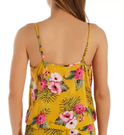 Pj Salvage Tahitian Tropics Floral Button Front Camisole – Adjustable Tie-Hem Sleep Top -Her Room US pj salvage pjsa01 rottc bs