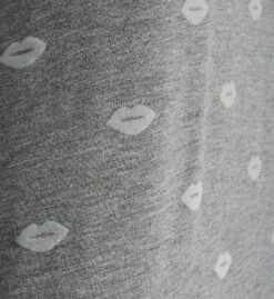 PJ Salvage Heather Grey with Red Velvet Lips – Cozy Fleece Long Sleeve Lounge Top -Her Room US pj salvage pjsa01 rramls cs1