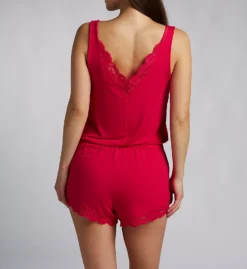 PJ Salvage Day Dreams Lace Detail Jersey Knit V-Neck Romper -Her Room US pj salvage pjsa01 rrddrm bs