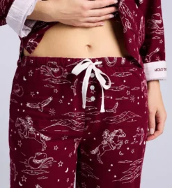 Pj Salvage Horse Print Cream Piping – Hold Your Horses 3-Piece Flannel PJ Set -Her Room US pj salvage pjsa01 ruflpj7 cs3