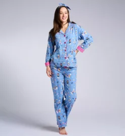 Pj Salvage Baked Woof Love Flannel Long Sleeve Long PJ Set -Her Room US pj salvage pjsa01 ruflpja cs1