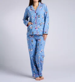 Pj Salvage Baked Woof Love Flannel Long Sleeve Long PJ Set -Her Room US pj salvage pjsa01 ruflpja fs
